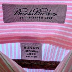 Brooks Brothers - Pink Pin Striped LS Button Down Shirt - Size 16 1/2 - 34/35